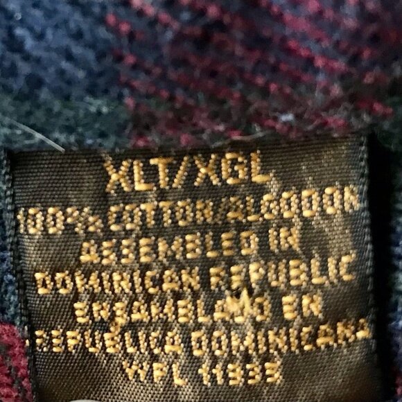 Vintage St Johns Bay Heavyweight Flannel Button Up Shirt Size XLT Blue Green Red - Picture 7 of 7